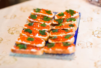 Close-up of sushi on table