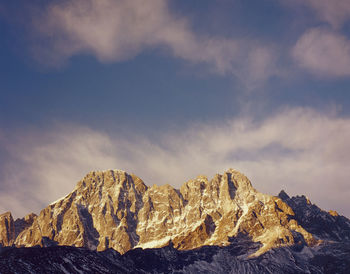 Scenic view of mountains against sky during winter