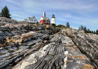 Low angle view of lighthouse against sky