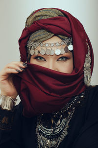 Close-up of woman wearing mask