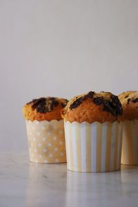 Close-up of cupcakes on table