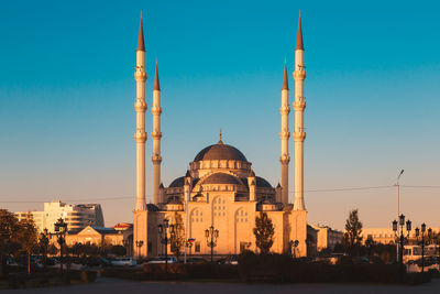 View of cathedral and buildings against clear sky