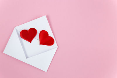 High angle view of heart shape on paper