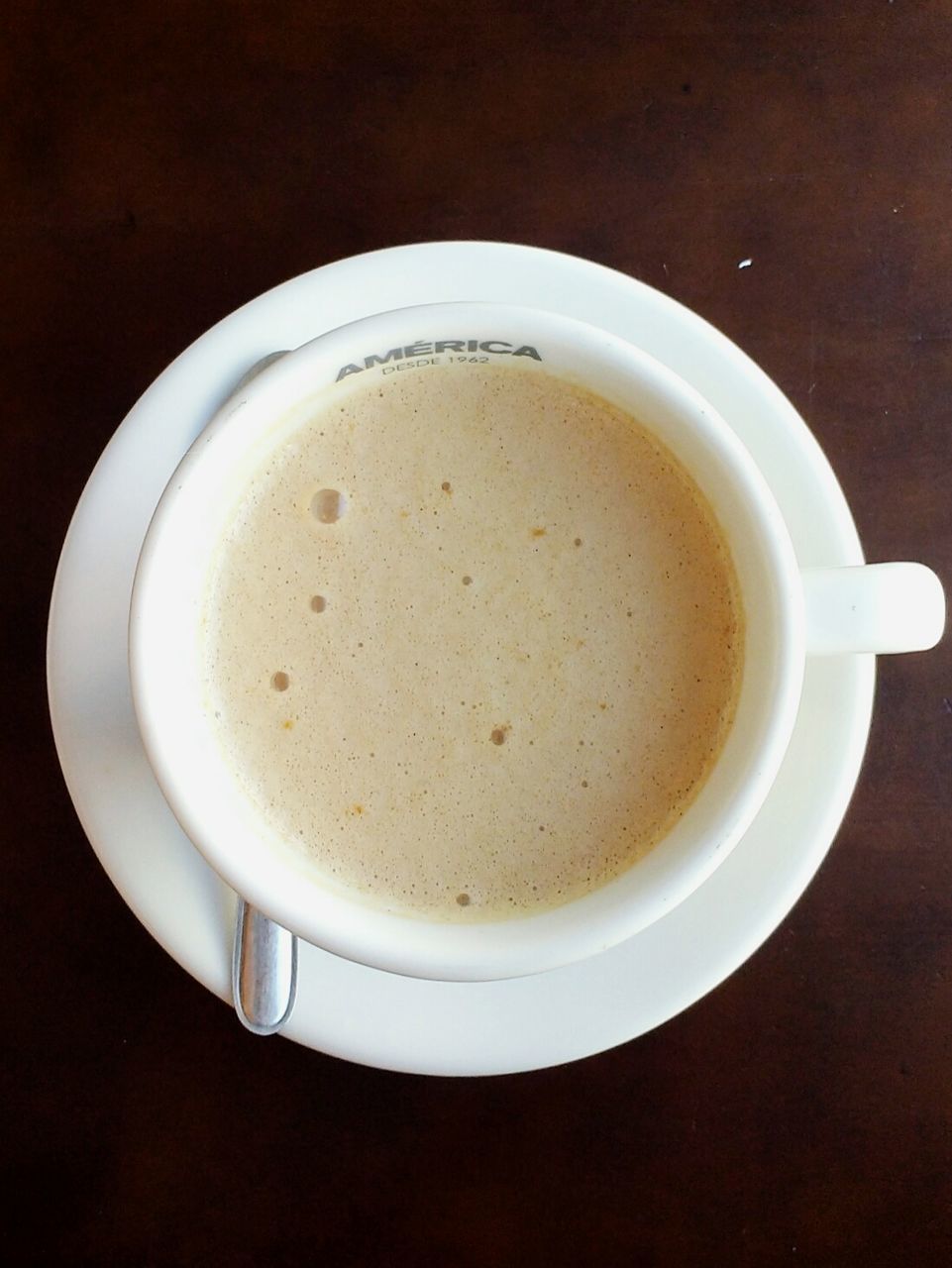 DIRECTLY ABOVE SHOT OF COFFEE CUP WITH CAPPUCCINO