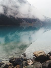 Scenic view of lake against sky
