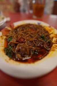 Close-up of soup served in bowl