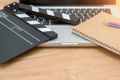 Close-up of laptop on table