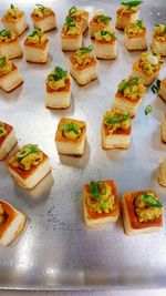 High angle view of food on tray