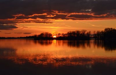 Scenic view of lake during sunset