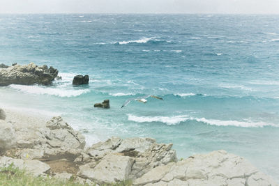 High angle view of beach against sky