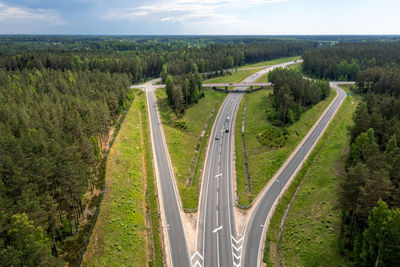 Highway a1 via baltica between vilnius, riga and tallinn, road section next to saulkrasti, latvia