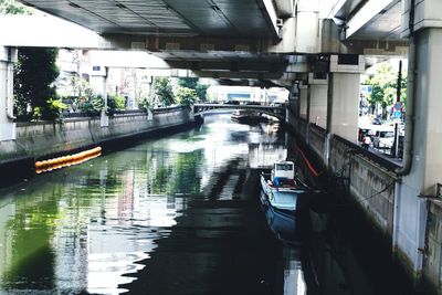 View of canal in city