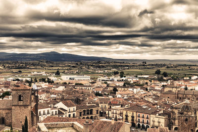 High angle view of townscape against sky