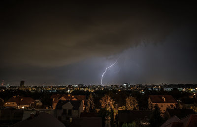 Aerial view of illuminated city against sky at night