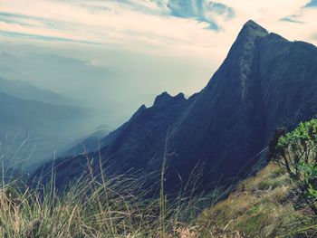 Scenic view of mountains against sky