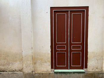 Closed door of building