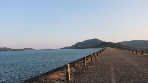 Scenic view of lake against clear sky