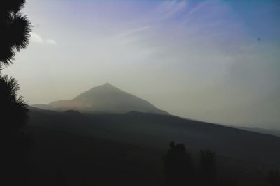 Scenic view of silhouette mountains against sky