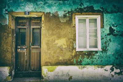 Closed door of house