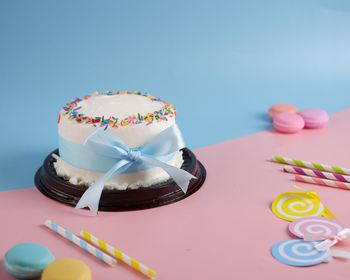 Close-up of dessert on table