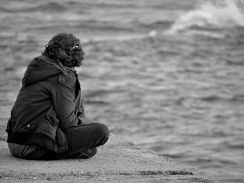 Woman standing in water