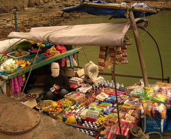 Various fruits for sale at market stall