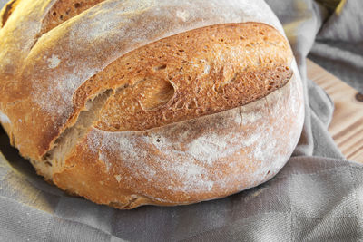 High angle view of bread in container on table