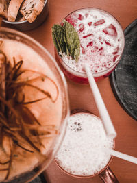 High angle view of food on table