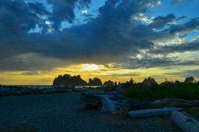 Scenic view of dramatic sky during sunset