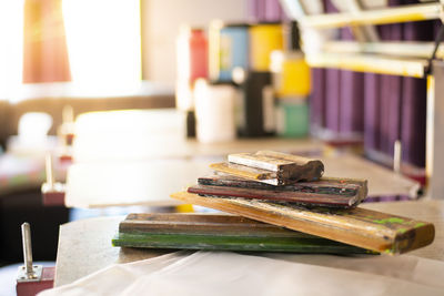 Close-up of books on table