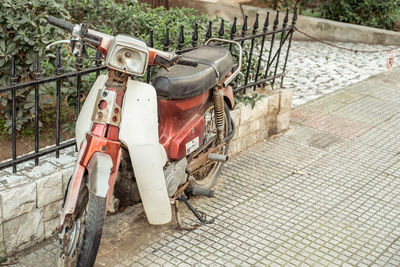 High angle view of bicycle on street