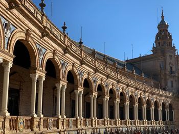 Low angle view of historical building against clear sky