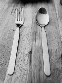 High angle view of spoon on table