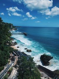 High angle view of sea against sky