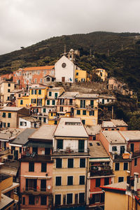 High angle view of townscape against sky