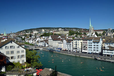 Aerial view of buildings in city