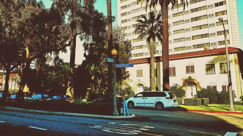 Cars on road in city