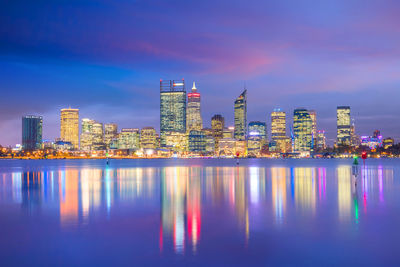 Illuminated city at night