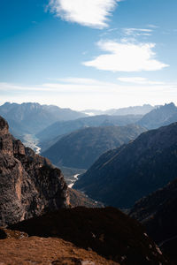 Scenic view of landscape and mountains against sky