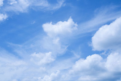 Low angle view of clouds in blue sky