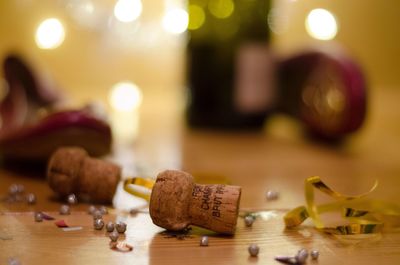 Close-up of wine on table
