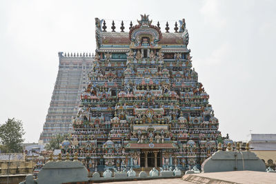 Low angle view of temple building against sky