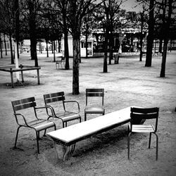 Empty bench in park