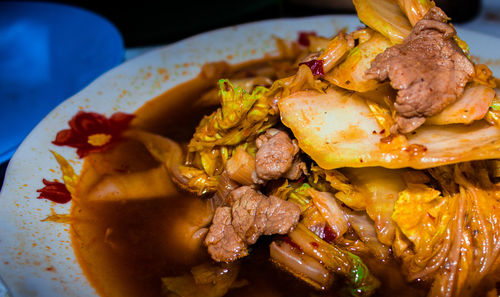 High angle view of meal served in plate