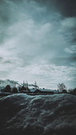 Scenic view of snow covered landscape against sky