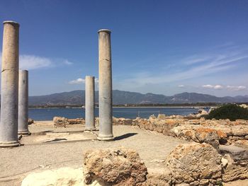 Scenic view of sea against blue sky