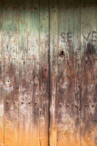 Full frame shot of old wooden door