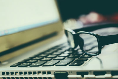 Close-up of laptop on table