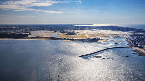 Scenic view of sea against sky during winter