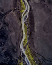 High angle view of winding road on snow